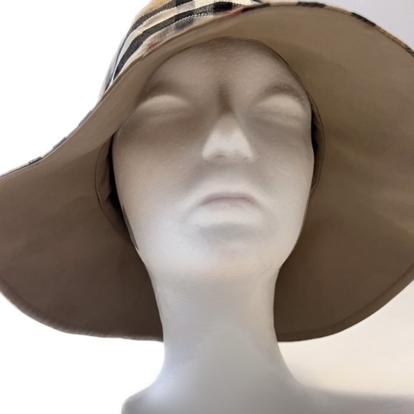 BURBERRY Y2K ORIGINAL PRINT WOMEN'S NOVA CHECK REVERSIBLE BUCKET HAT - VINTAGE - Picture 8 of 10